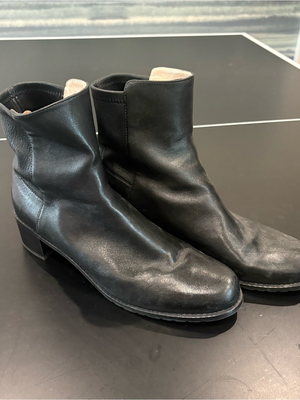 Stuart Weitzman Black Leather Ankle Booties